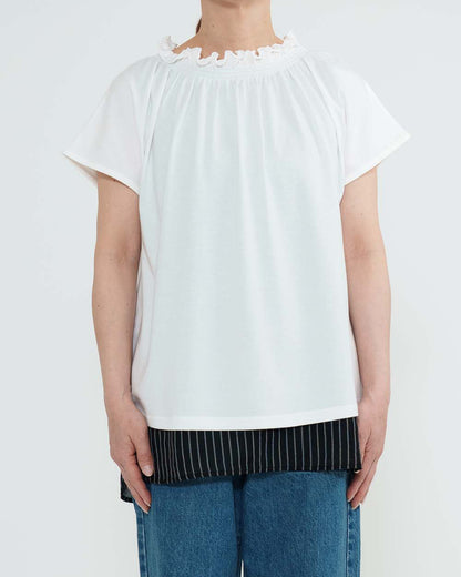 CRギャザーフレンチTシャツ