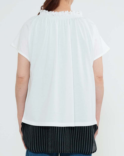 CRギャザーフレンチTシャツ