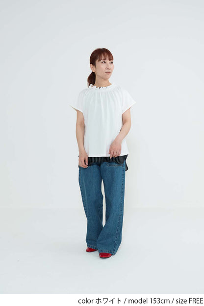 CRギャザーフレンチTシャツ