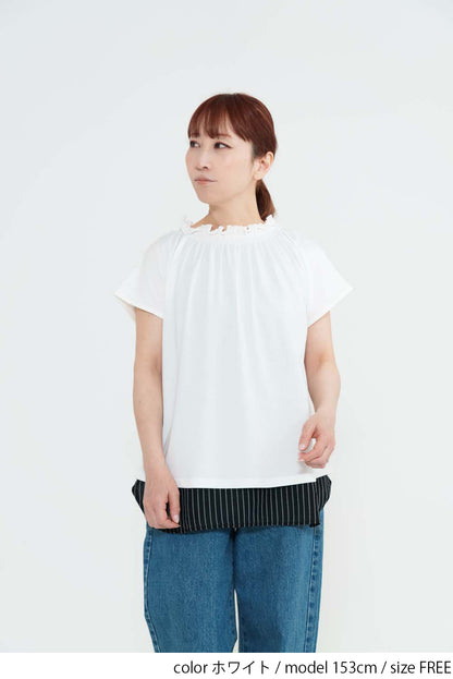 CRギャザーフレンチTシャツ