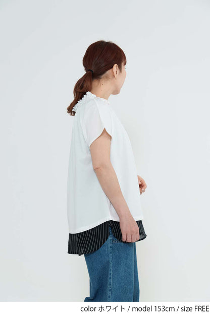 CRギャザーフレンチTシャツ