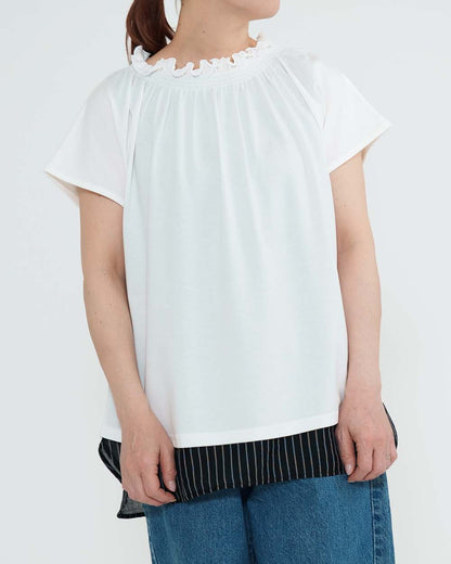 CRギャザーフレンチTシャツ