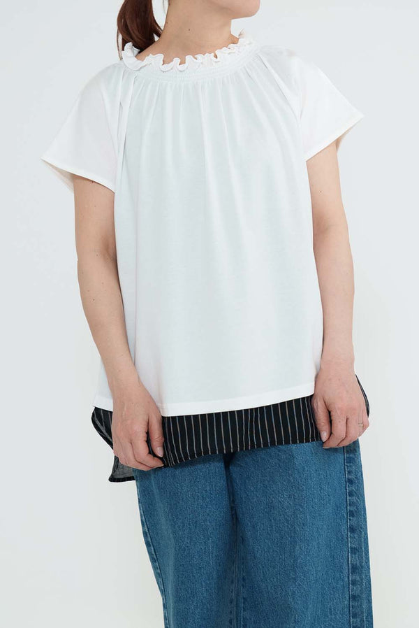 CRギャザーフレンチTシャツ