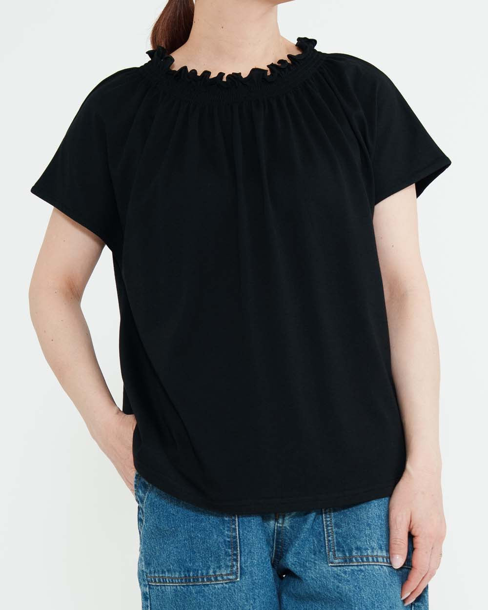 CRギャザーフレンチTシャツ