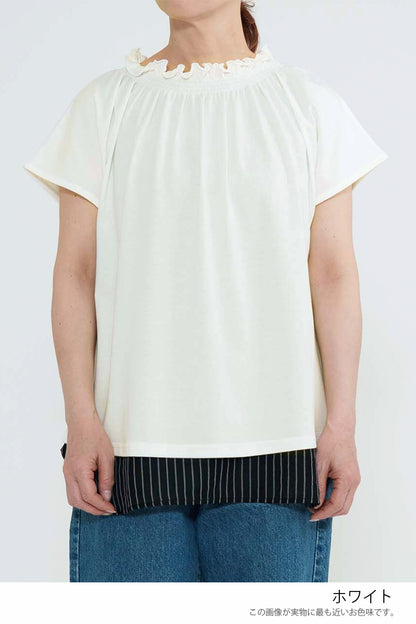 CRギャザーフレンチTシャツ