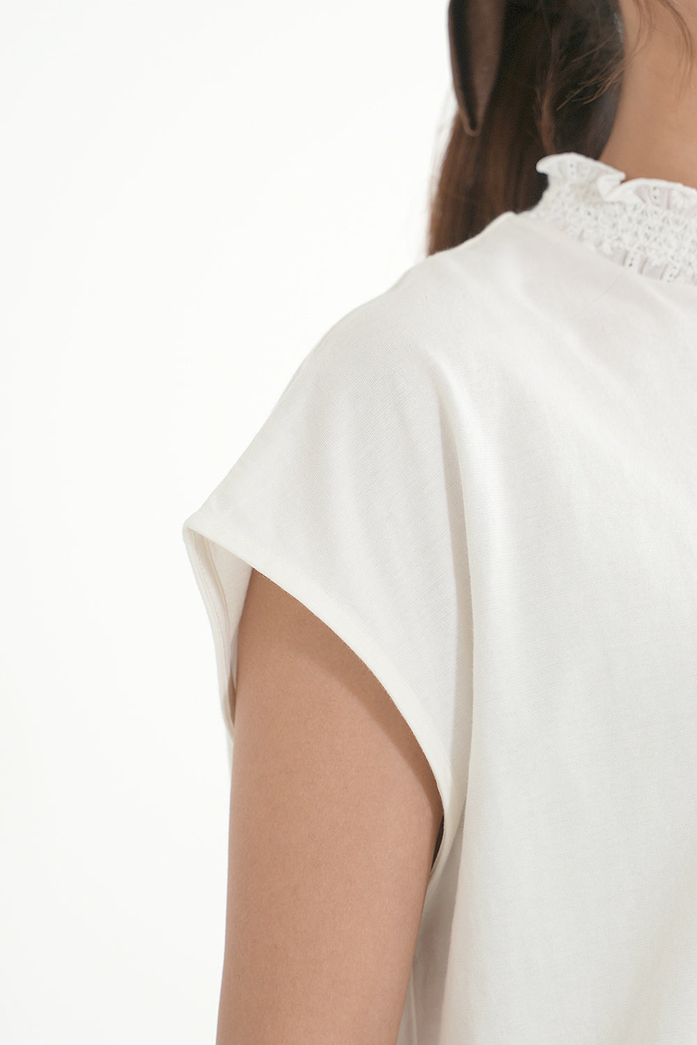 Collar Shirred French T-Shirt