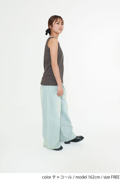 クルーネックかぎ針タンクトップ