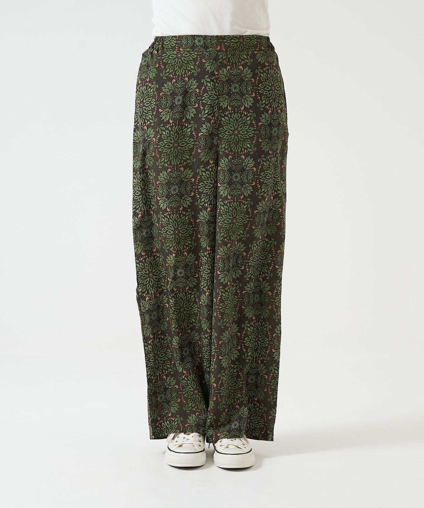 Easy Botanical Pattern Wide Pants