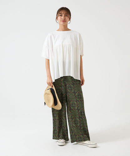Easy Botanical Pattern Wide Pants