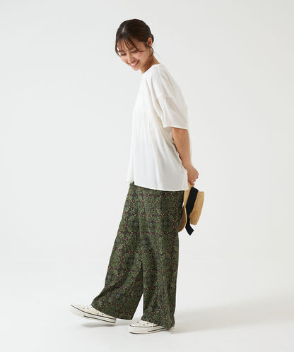 Easy Botanical Pattern Wide Pants