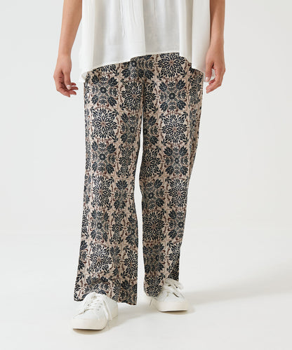 Easy Botanical Pattern Wide Pants