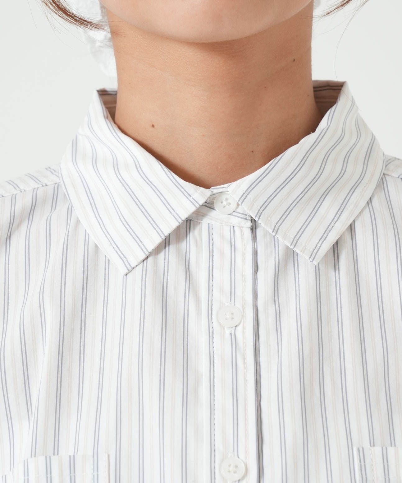 Multi Stripe Drawstring Cropped Shirt