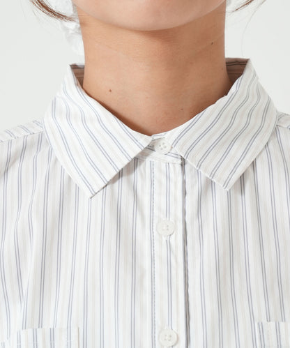 Multi Stripe Drawstring Cropped Shirt