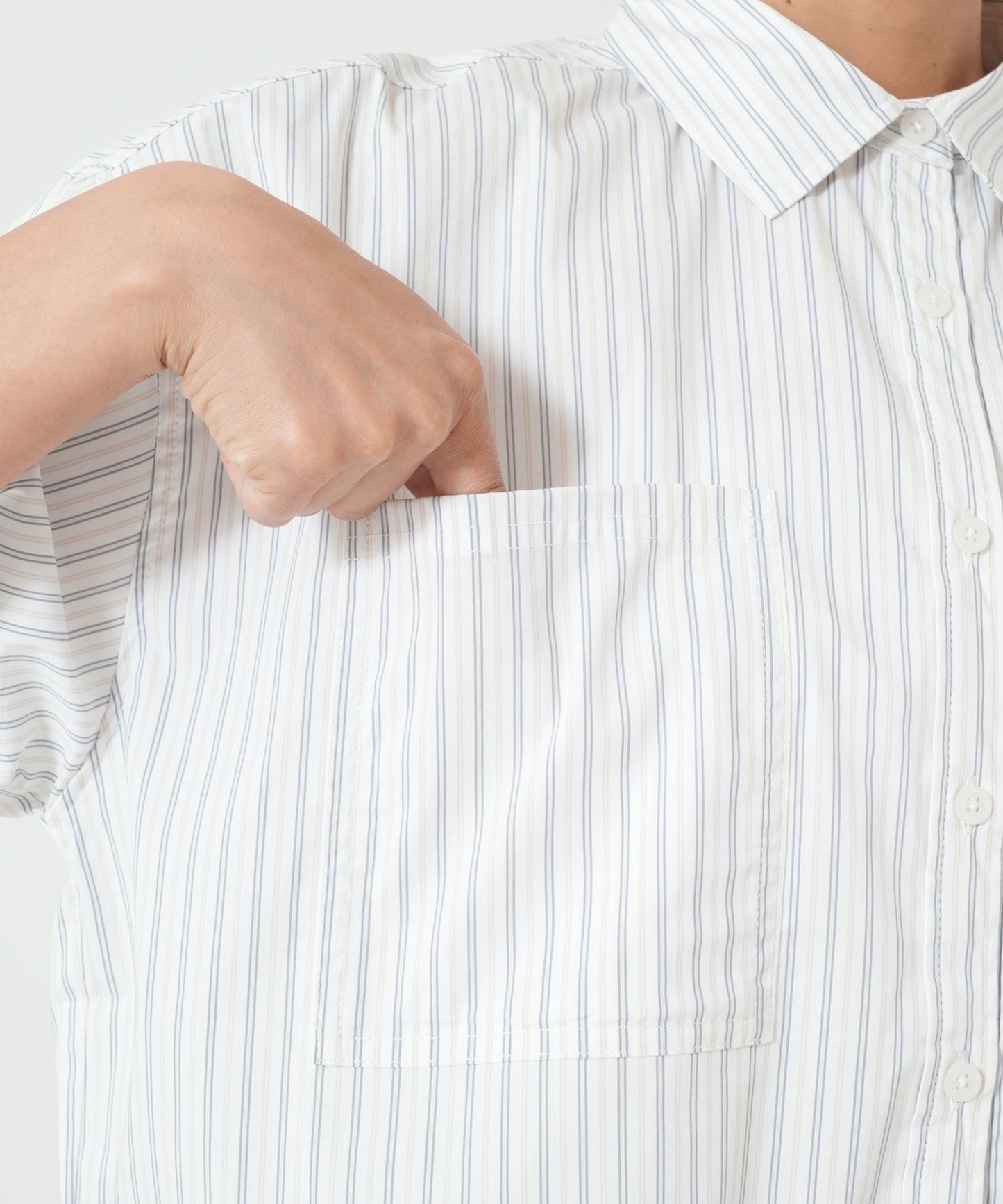 Multi Stripe Drawstring Cropped Shirt