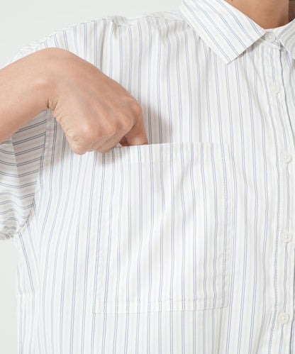 Multi Stripe Drawstring Cropped Shirt