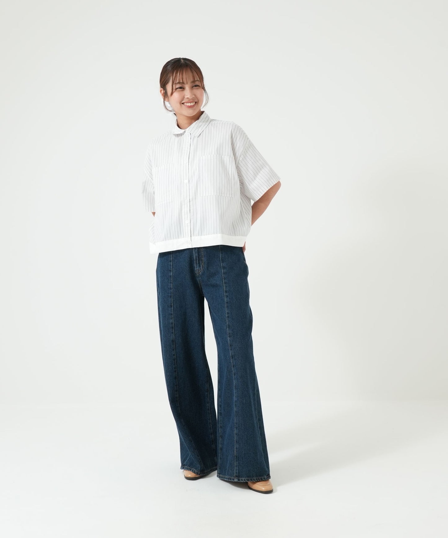 ストライプホワイト / 162cm / FREE