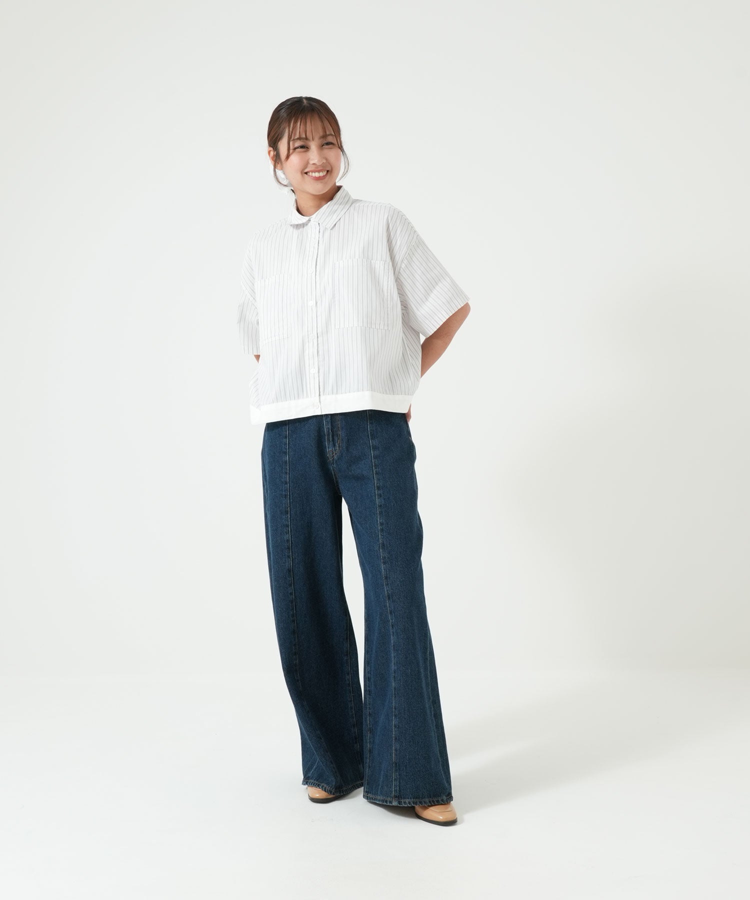 ストライプホワイト / 162cm / FREE