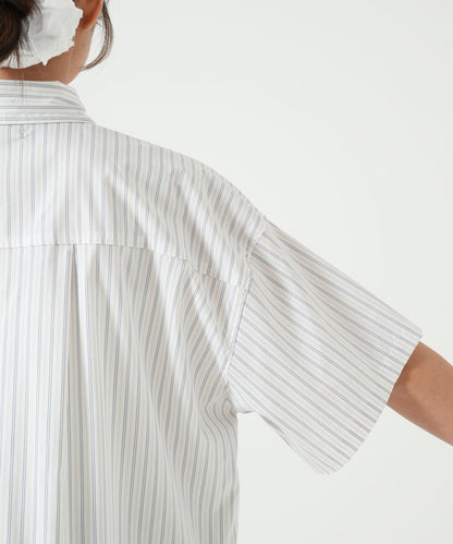 Multi Stripe Drawstring Cropped Shirt