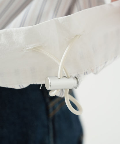 Multi Stripe Drawstring Cropped Shirt