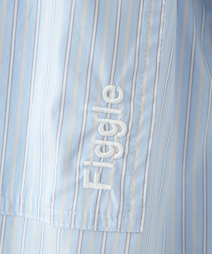 Multi Stripe Drawstring Cropped Shirt