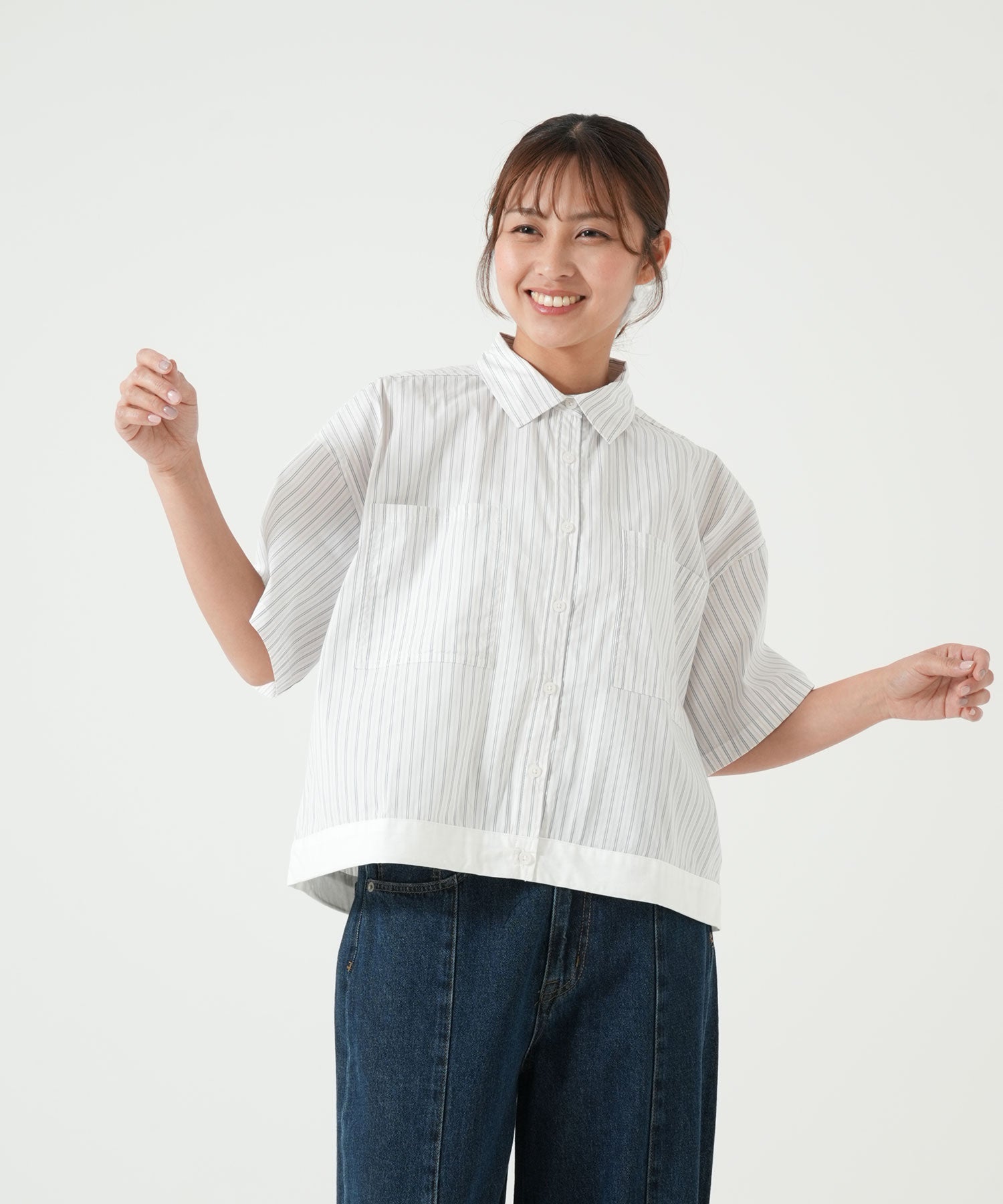 ストライプホワイト / 162cm / FREE