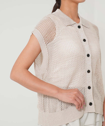 Mesh Polo Collar Vest