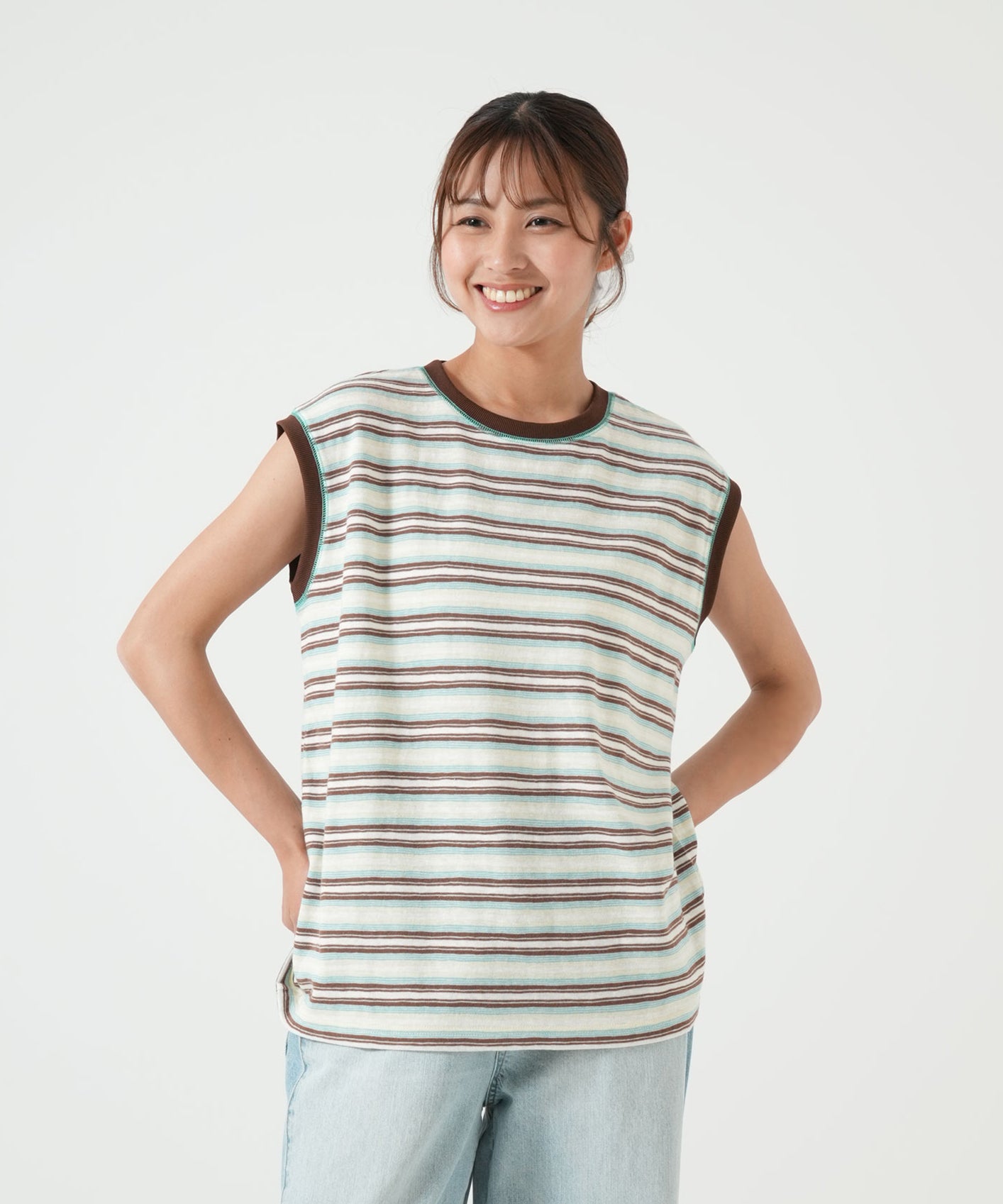 《5月28日入荷予定》マルチボーダーノースリTEE