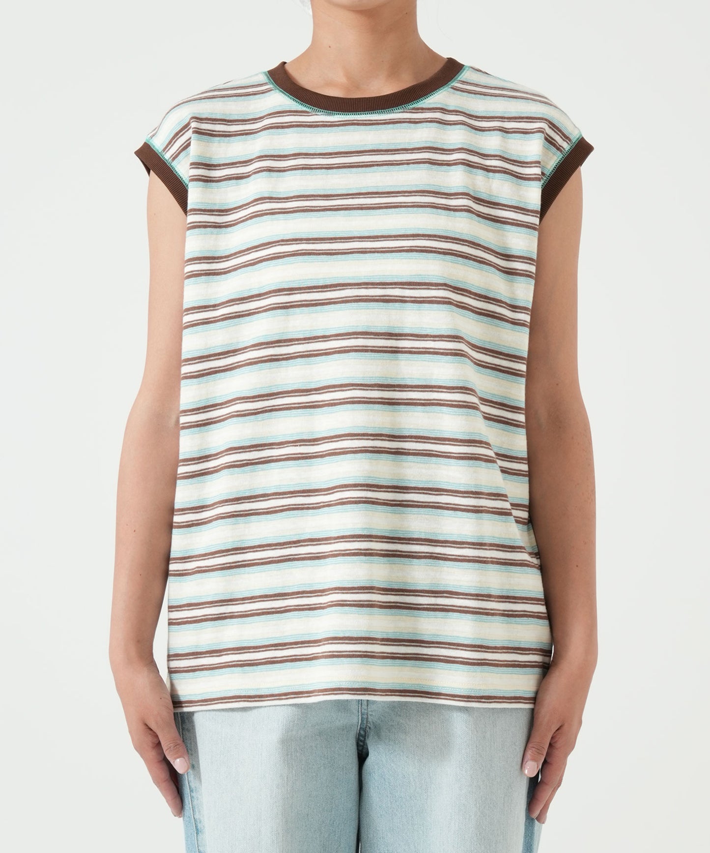 《5月28日入荷予定》マルチボーダーノースリTEE