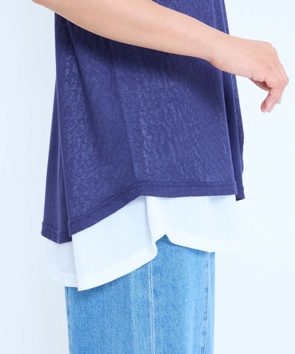 《7月8日入荷予定》レイヤード透かしニットチュニック
