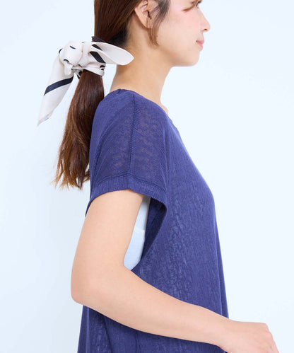 《7月8日入荷予定》レイヤード透かしニットチュニック