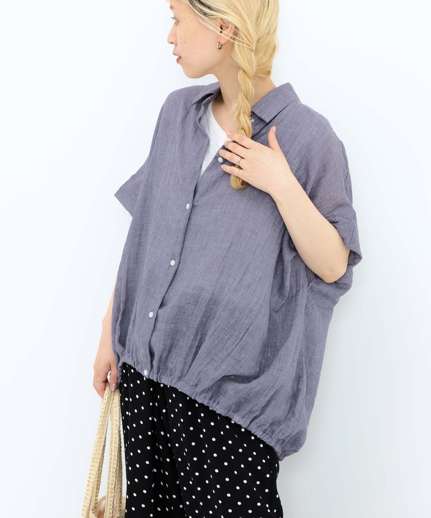 《7月8日入荷予定》前開きドルマンブラウス