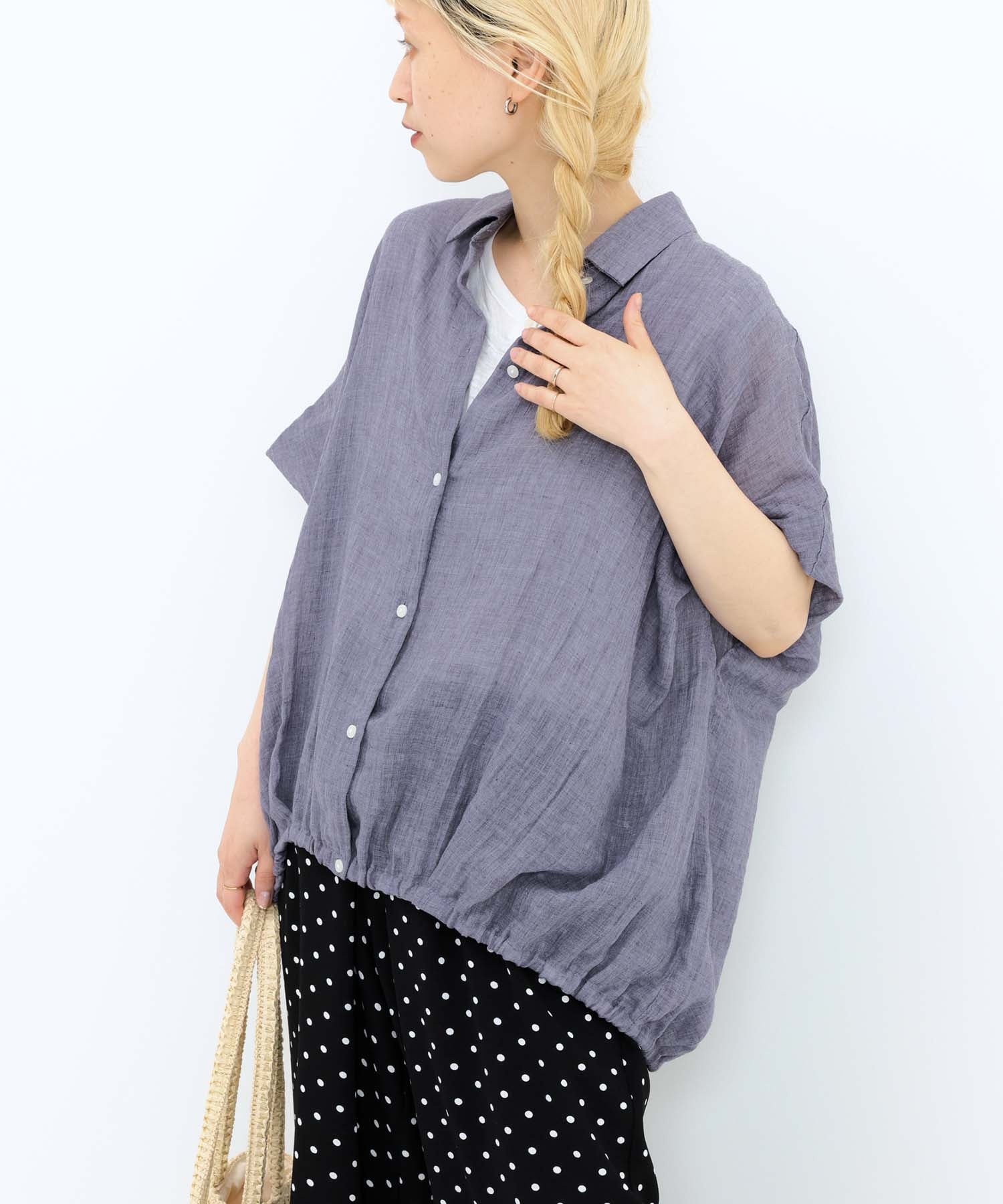 《7月8日入荷予定》前開きドルマンブラウス