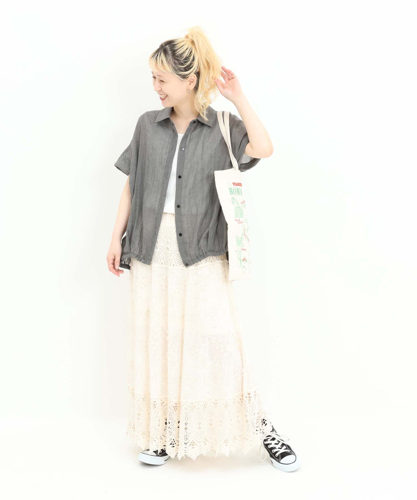 《7月8日入荷予定》前開きドルマンブラウス
