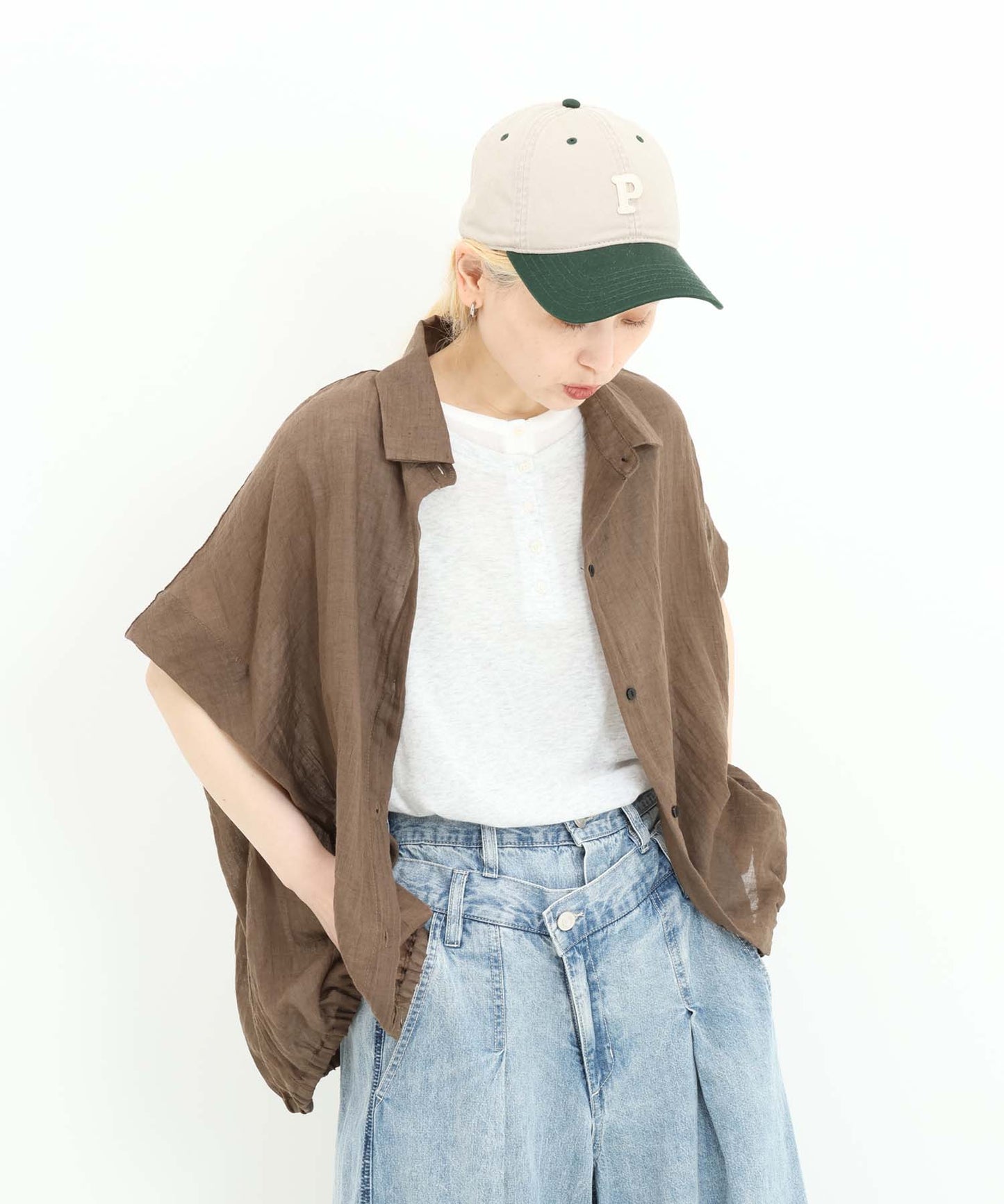 《7月8日入荷予定》前開きドルマンブラウス