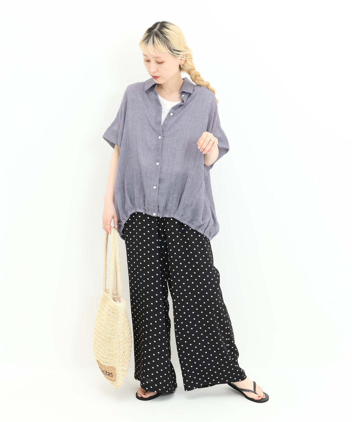 《7月8日入荷予定》前開きドルマンブラウス