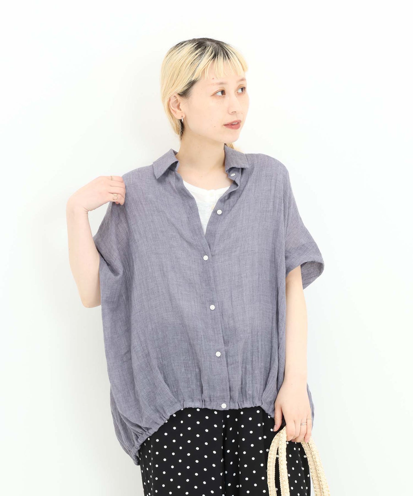 《7月8日入荷予定》前開きドルマンブラウス