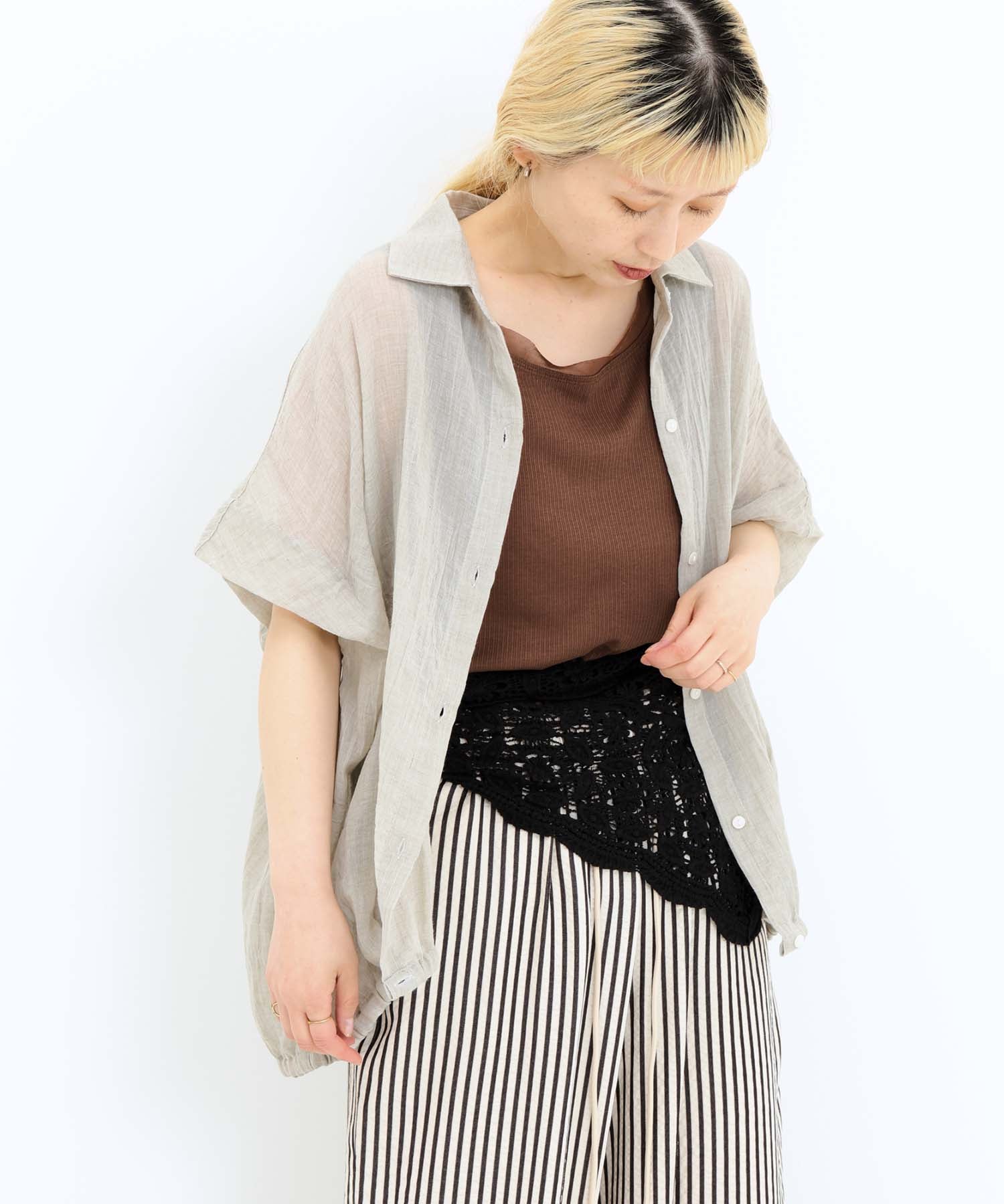 《7月8日入荷予定》前開きドルマンブラウス