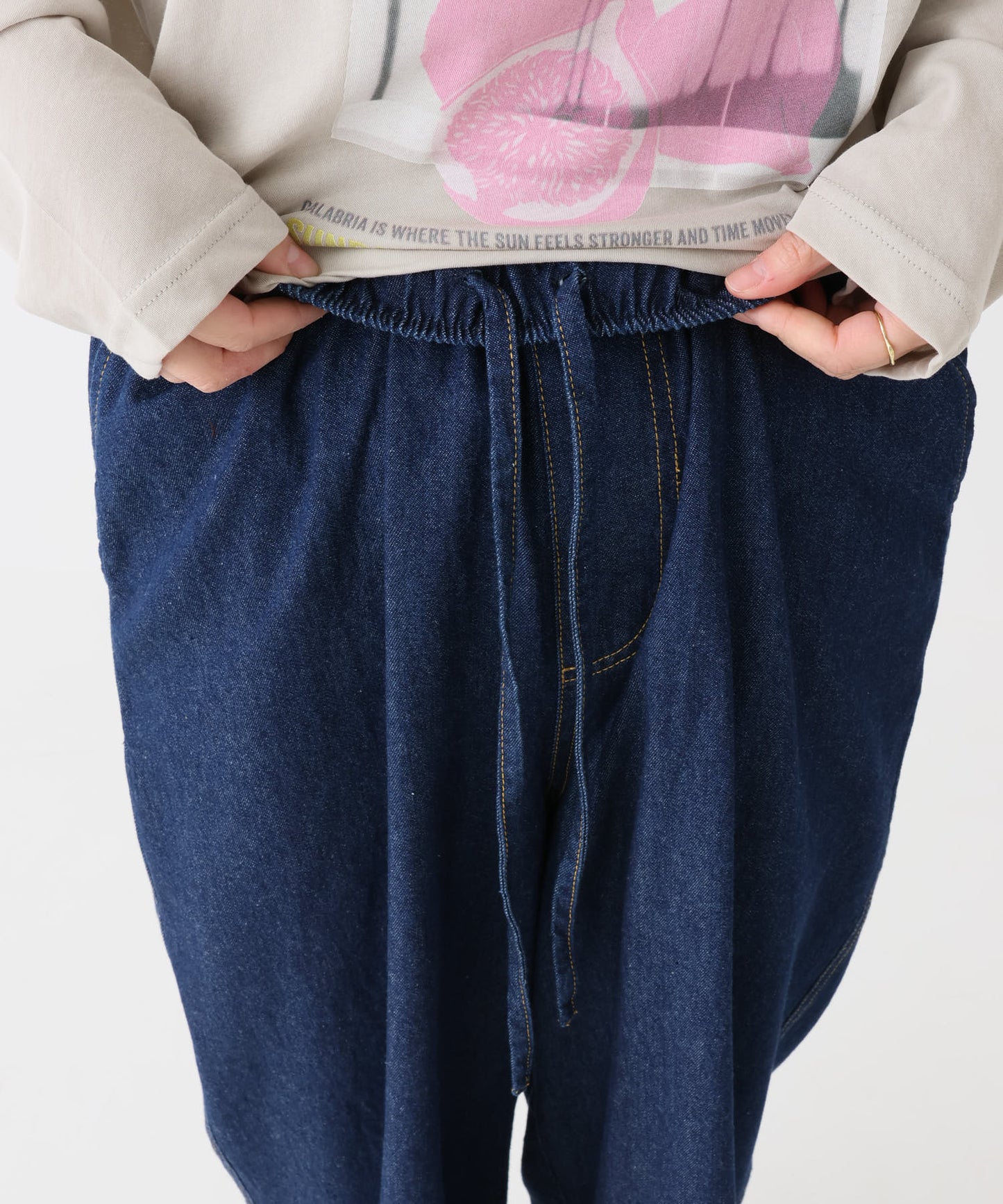 《近日発売》レースヘムイージーパンツ