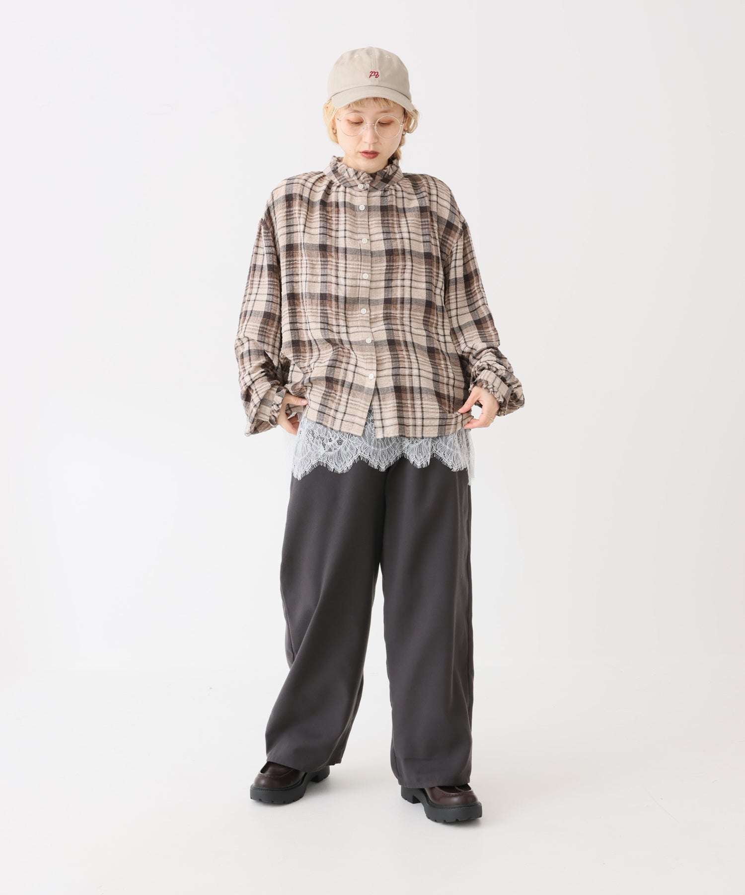 チェックベージュ / 154cm / FREE