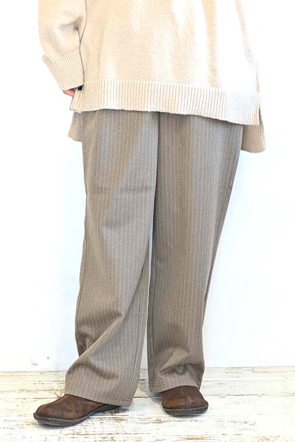 カットジャガードワイドパンツ