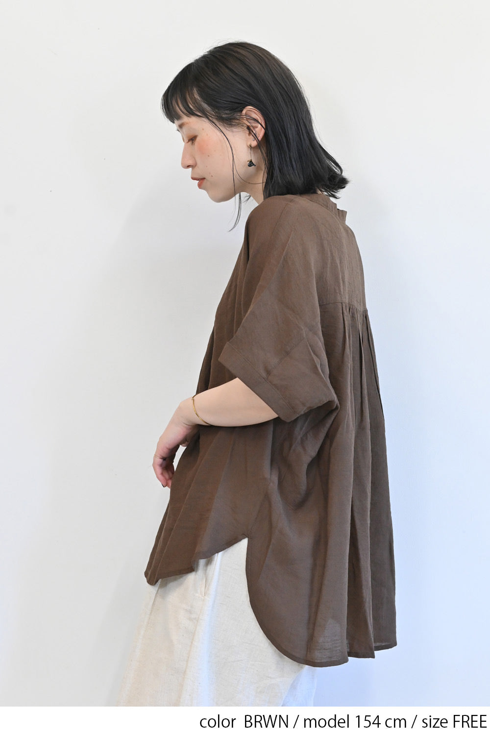 TRスラブタック多釦スキッパーブラウス
