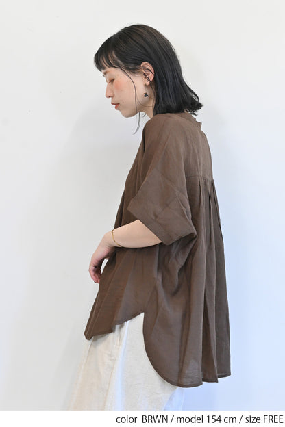 TRスラブタック多釦スキッパーブラウス