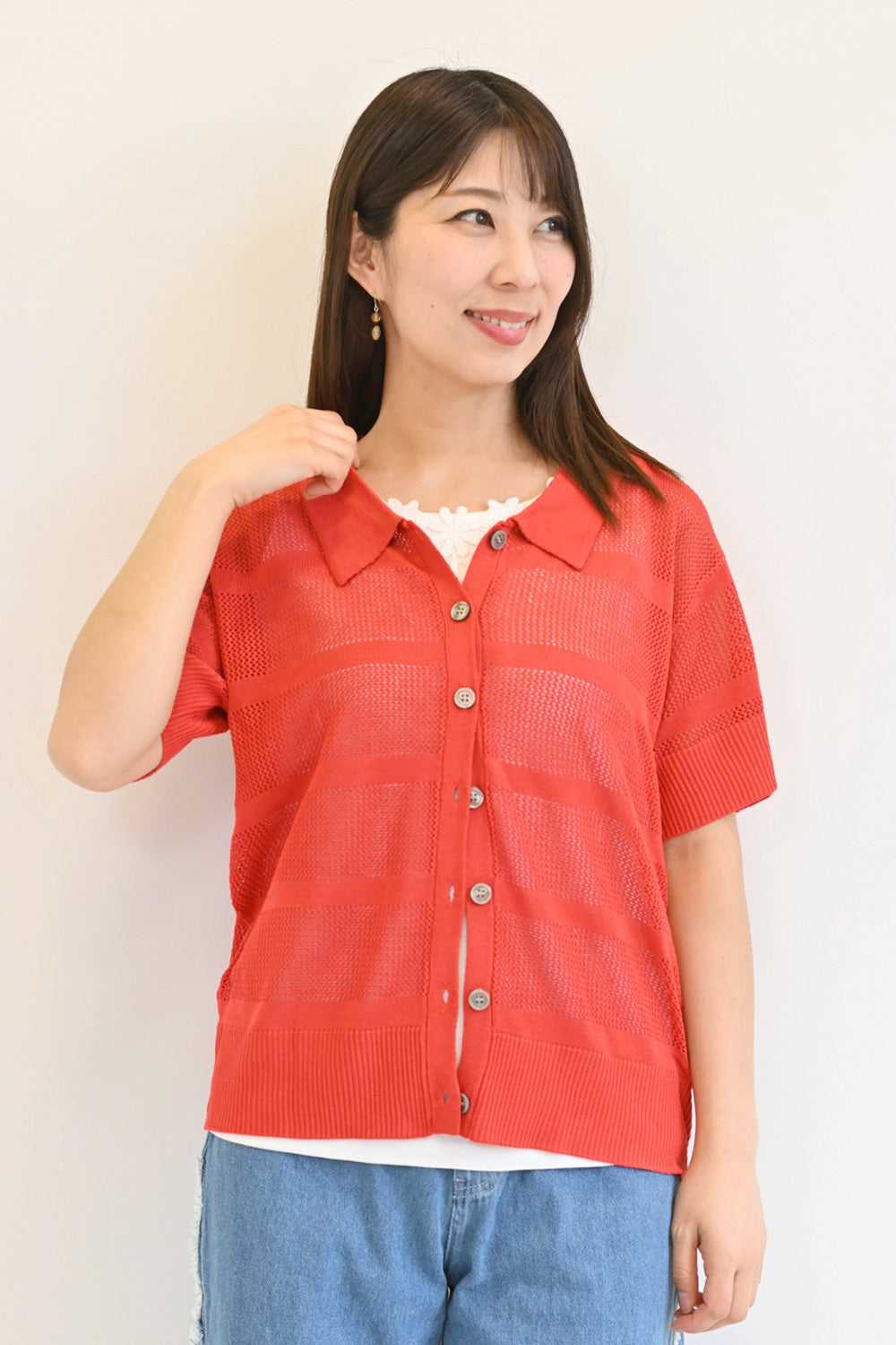 CUORE STORE MARKET 新品 カーディガン FREAK'S STORE/ハートボタン コンパクトニットカーディガン
