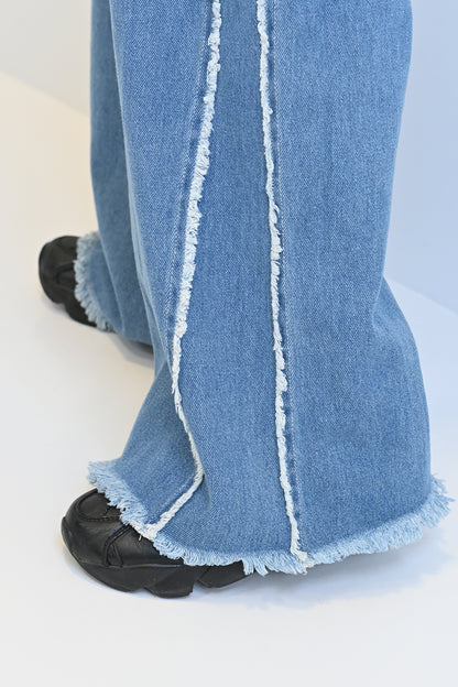 サイドフリンジデニムパンツ
