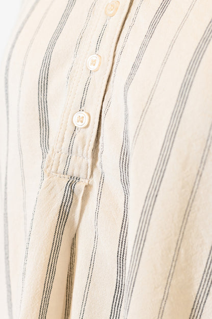 ≪SALE≫Linen Blend Multi-Button Skipper Blouse
