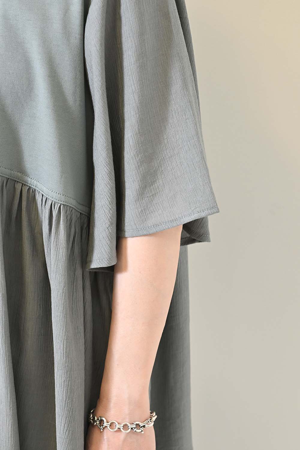 ≪OUTLET SALE≫Woven Fabric Docking Flare Sleeve Tunic
