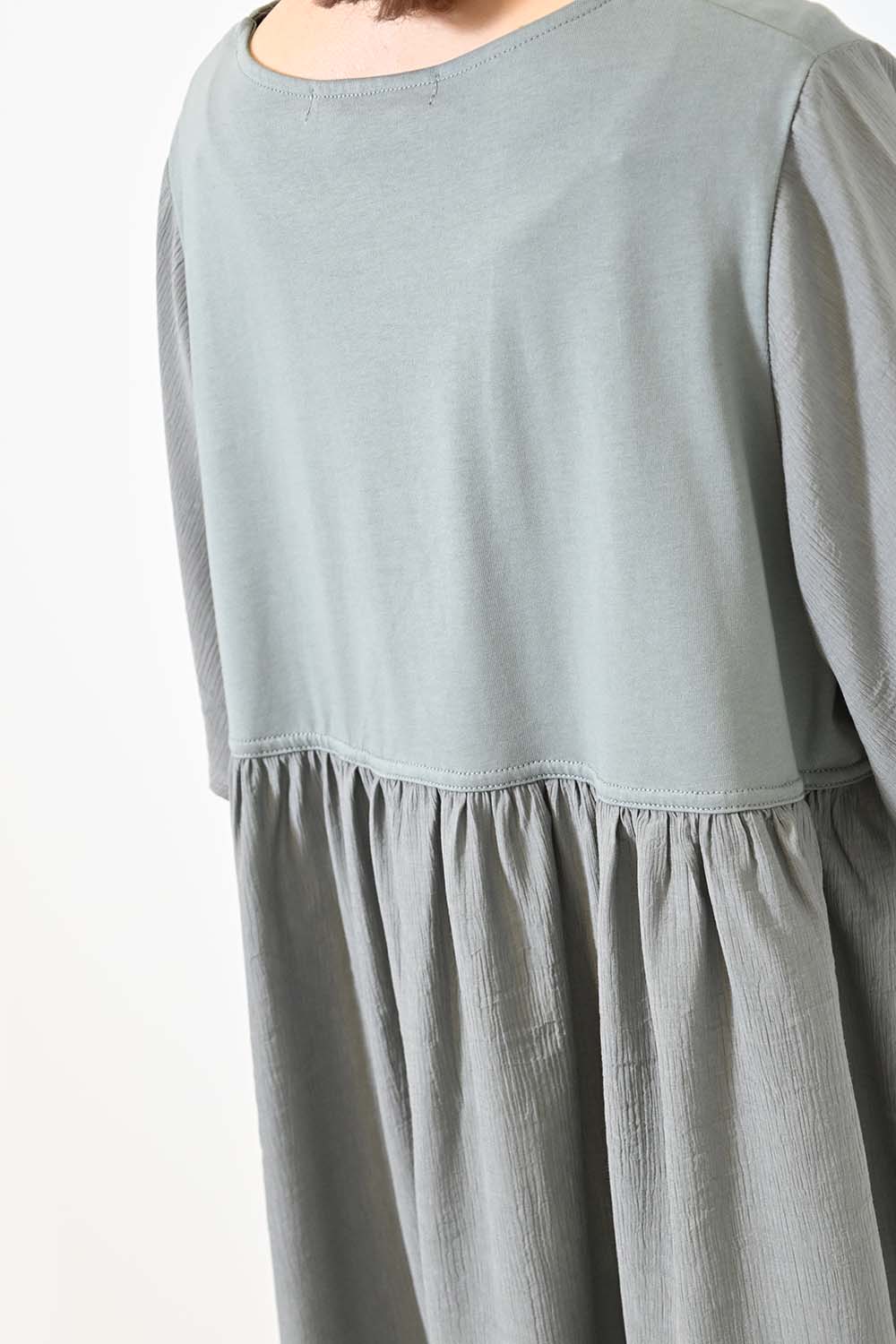 ≪OUTLET SALE≫Woven Fabric Docking Flare Sleeve Tunic