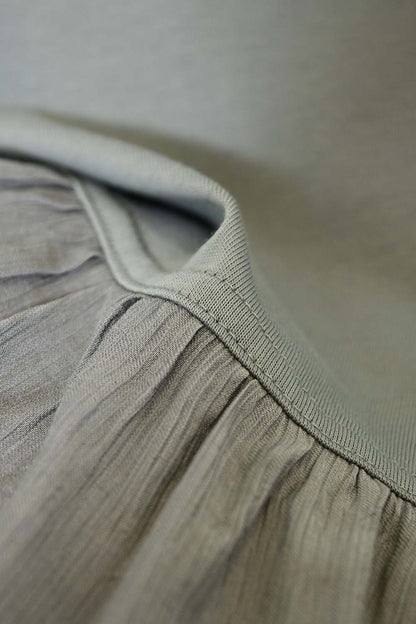 ≪OUTLET SALE≫Woven Fabric Docking Flare Sleeve Tunic