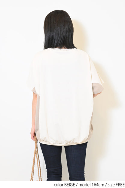 ≪OUTLET SALE≫布帛切替バックバルーンプルオーバー