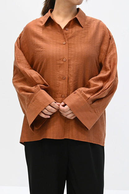 シアーストライプワイドスリーブシャツ